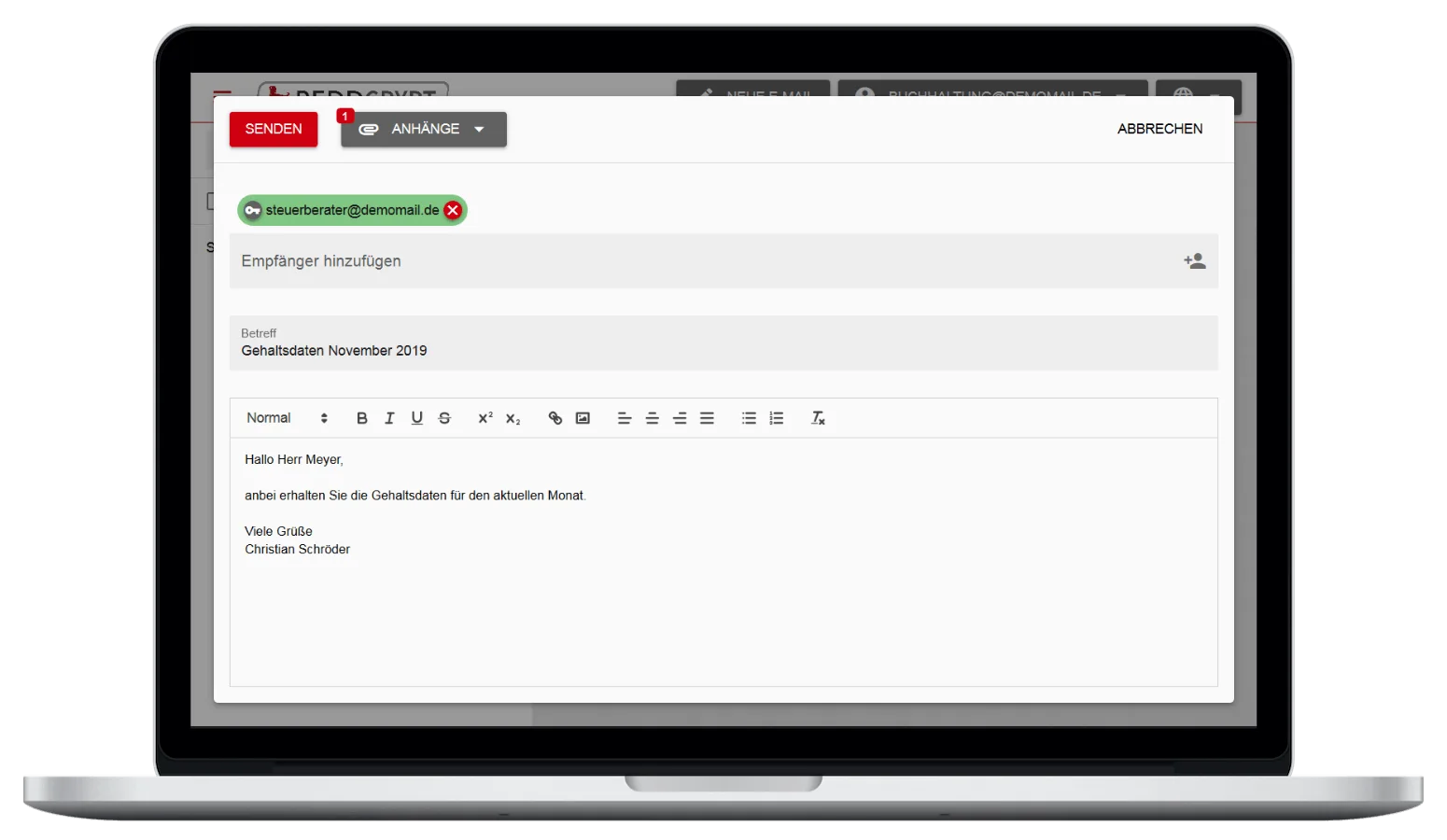 Mit der REDDCRYPT Web App können Sie Ihre E-Mail auf jedem Gerät ver- und entschlüsseln – ganz ohne Zertifikate Mit der REDDCRYPT Web App können Sie Ihre E-Mail auf jedem Gerät ver- und entschlüsseln - ganz ohne Zertifikate