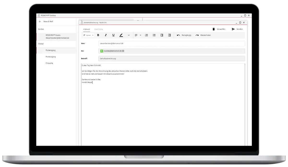 REDDOXX Desktop für Windows stellt sich wie ein Mailclient dar und ist dadurch intuitiv bedienbar REDDOXX Desktop für Windows stellt sich wie ein Mailclient dar und ist dadurch intuitiv bedienbar