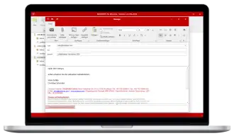 Windows App_DE_Mockup Die Windows App von REDDCRYPT stellt sich wie ein Mailclient dar und ist dadurch intuitiv bedienbar